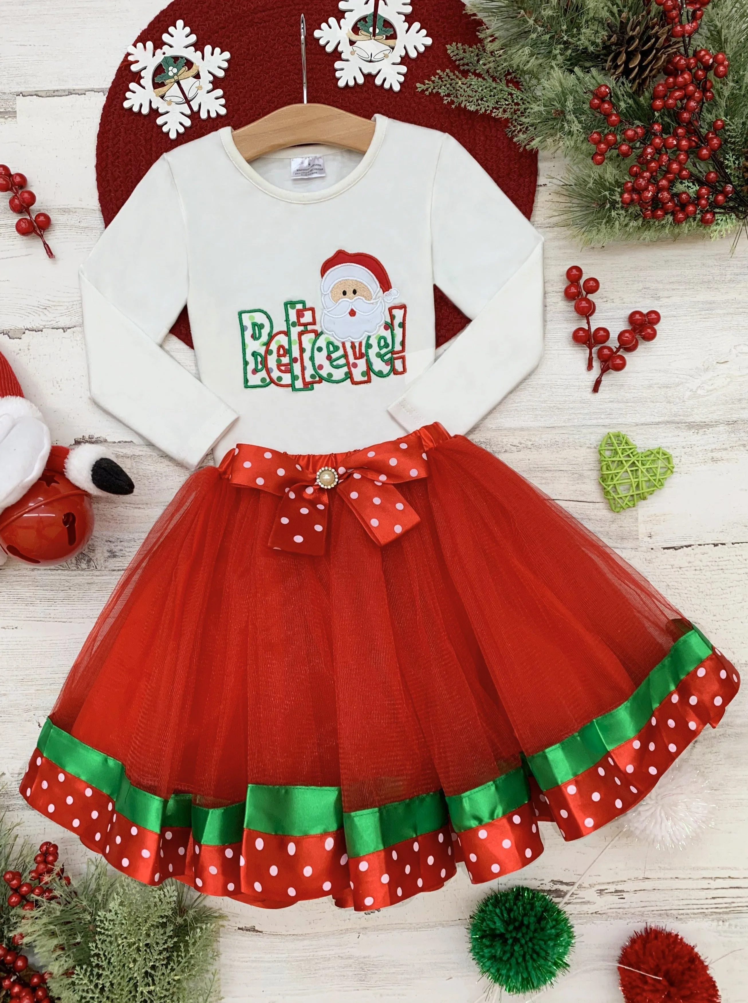 Believe In Santa Holiday Tutu Skirt Set