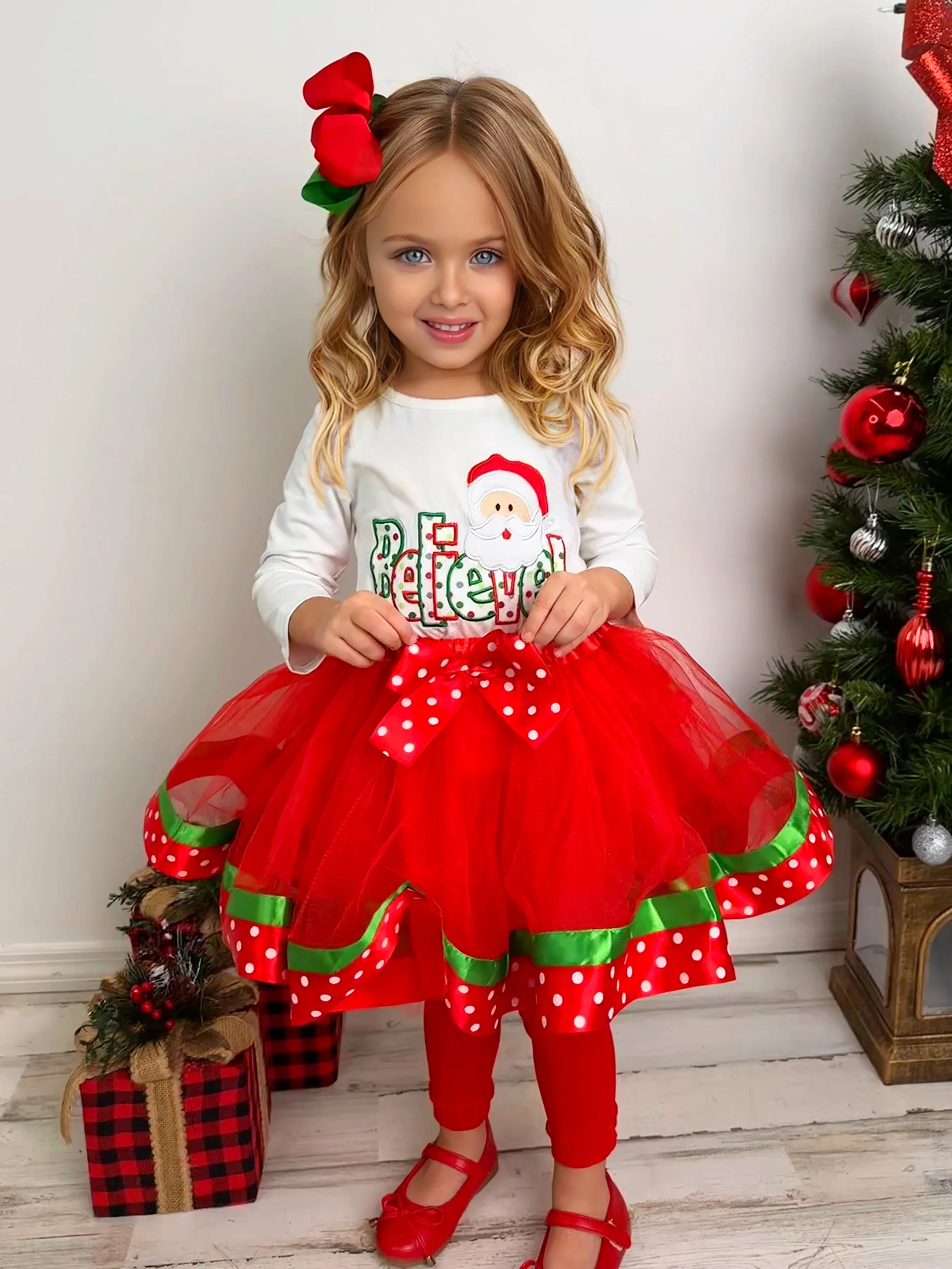 Believe In Santa Holiday Tutu Skirt Set