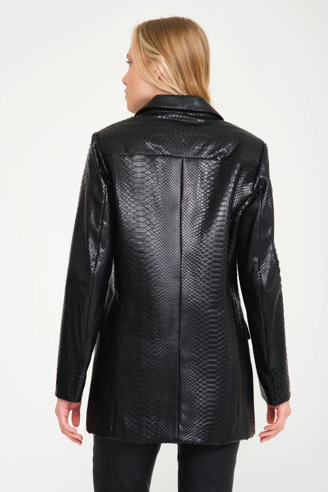 Black Python Leather Coat