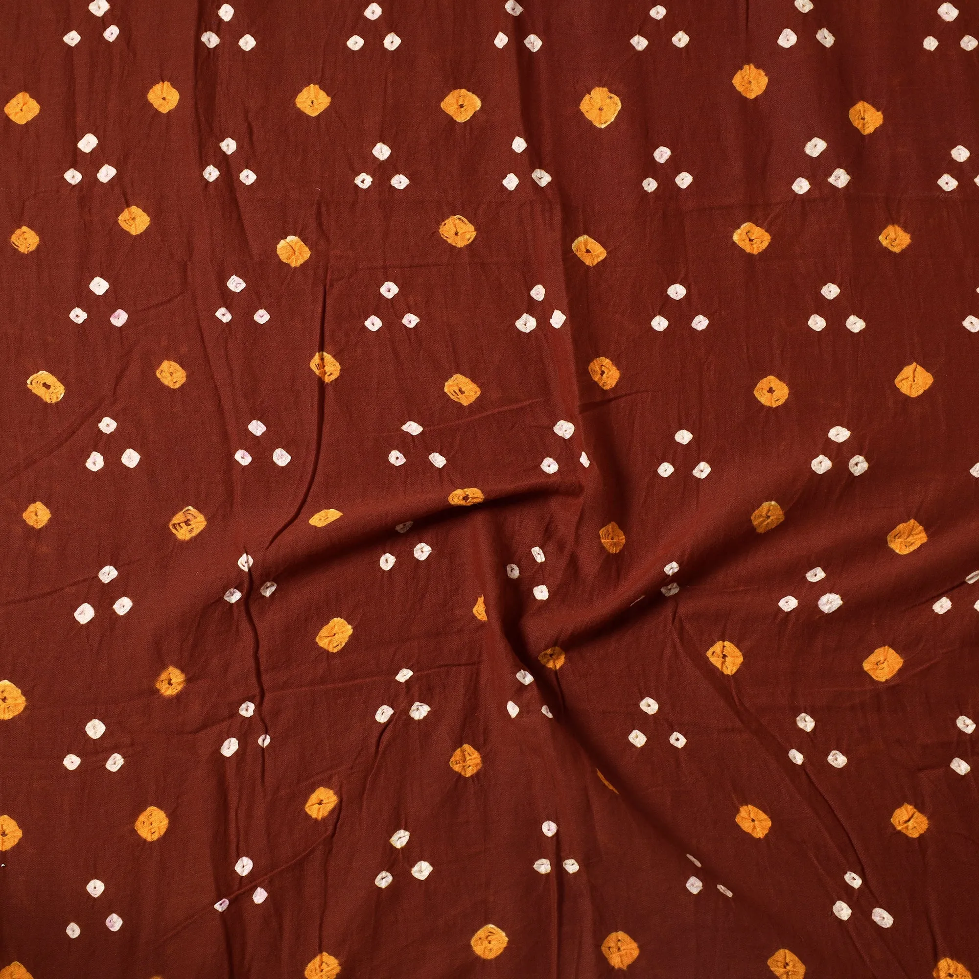 Brown - Kutch Bandhani Tie-Dye Mul Cotton Precut Fabric (0.7 meter) 31