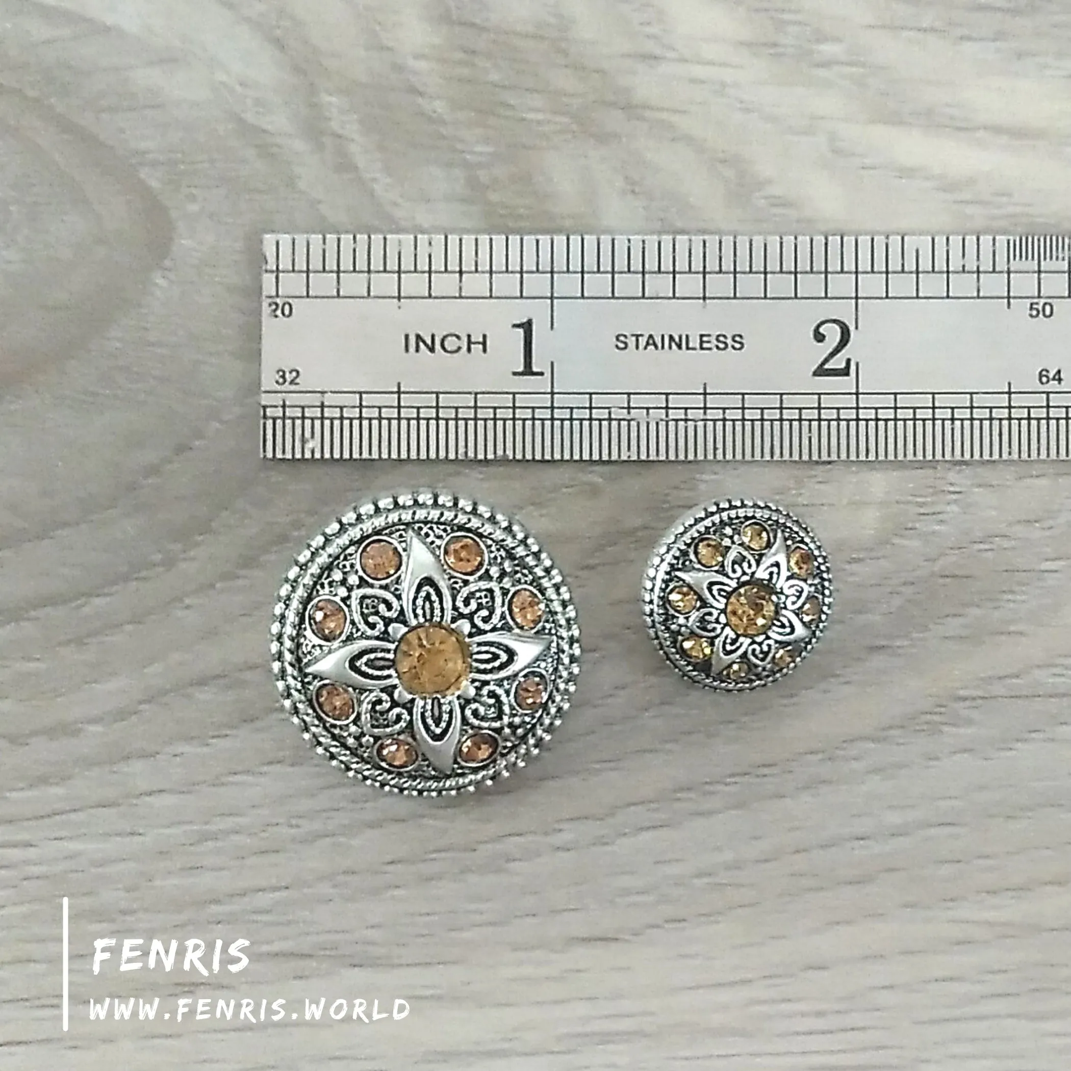 Buttons Silver Floral Amber - Small