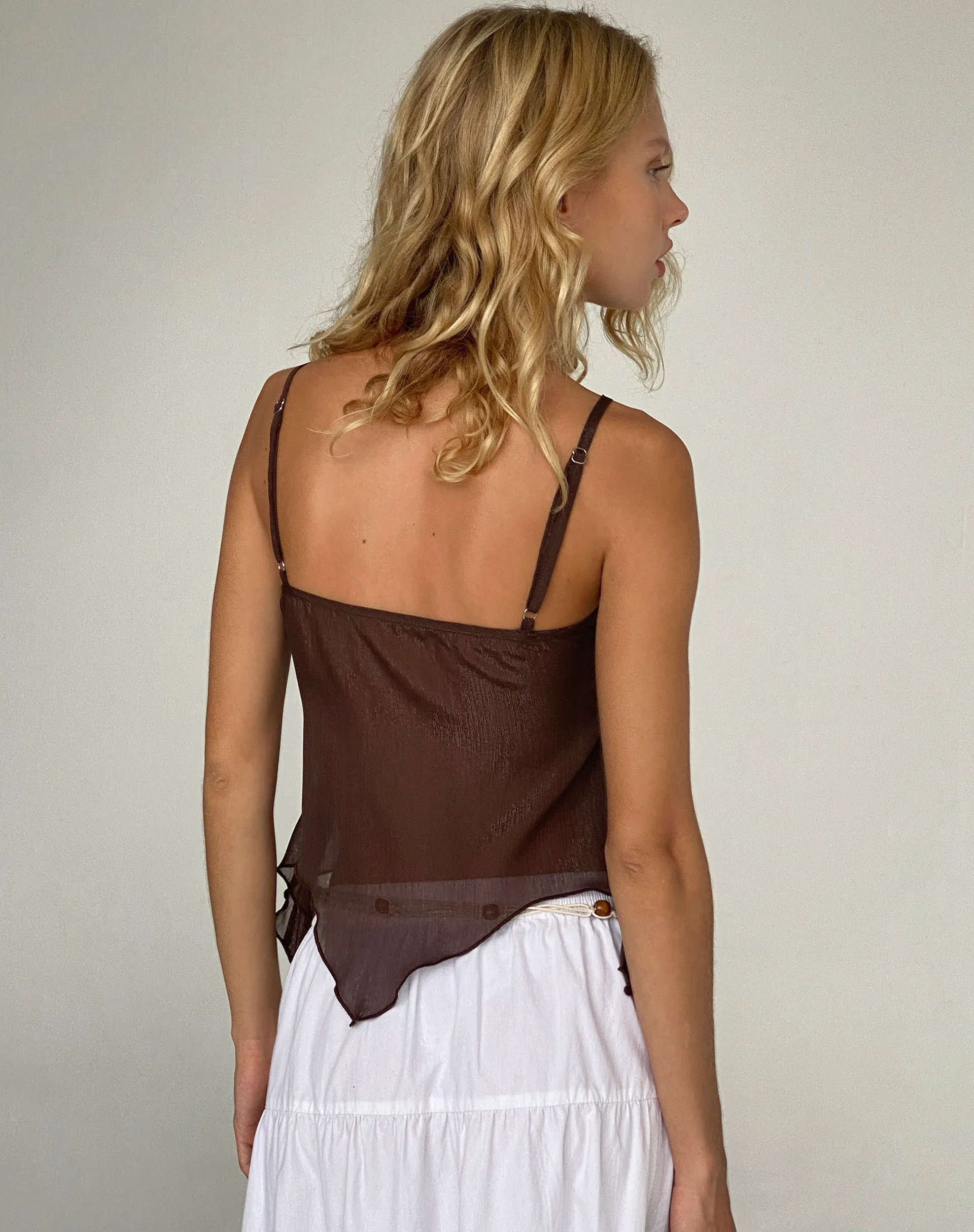 Carmeline Longline Cami Top in Shimmer Brown