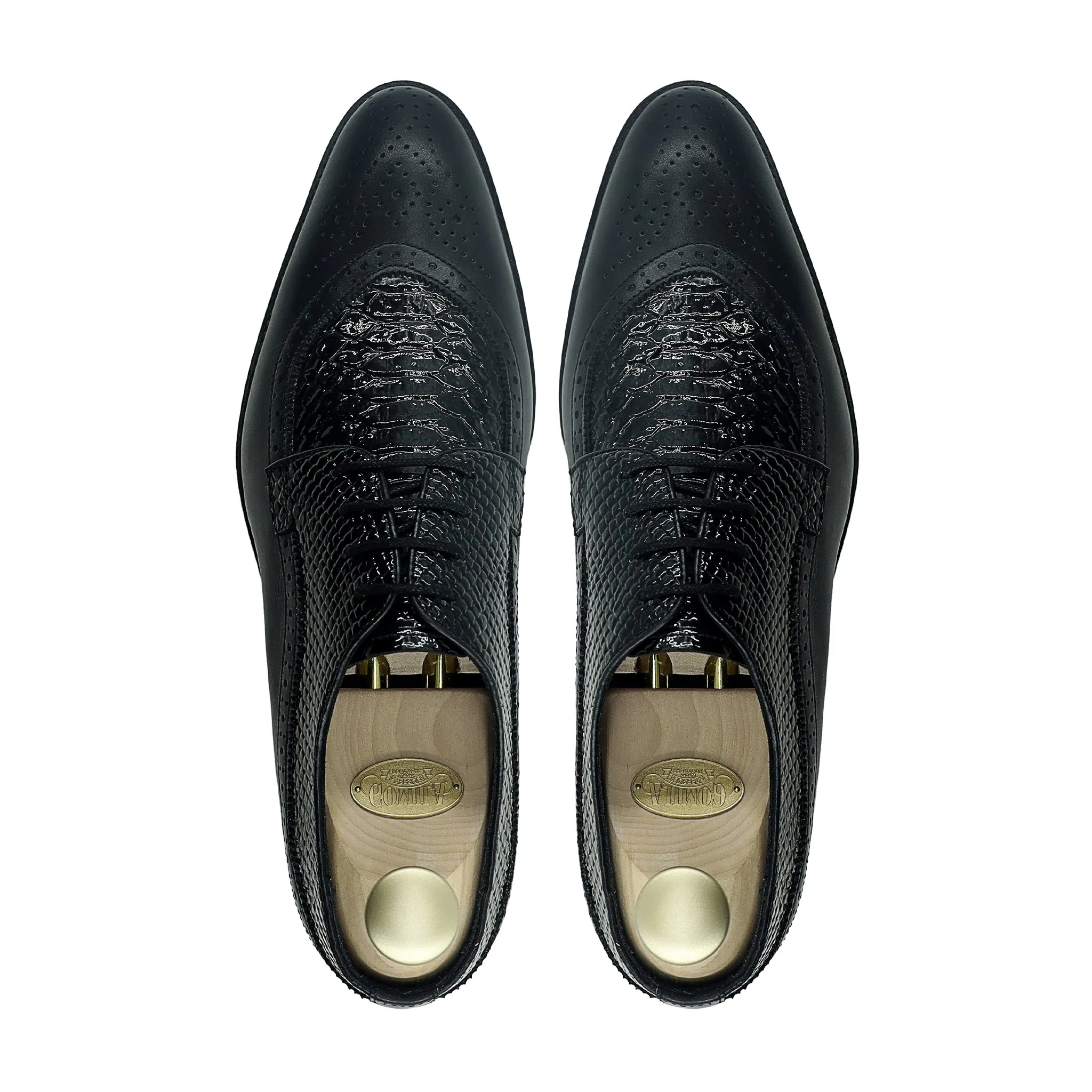 Celena - Men's Black Patent Leather And Calf Leather Derby Shoe