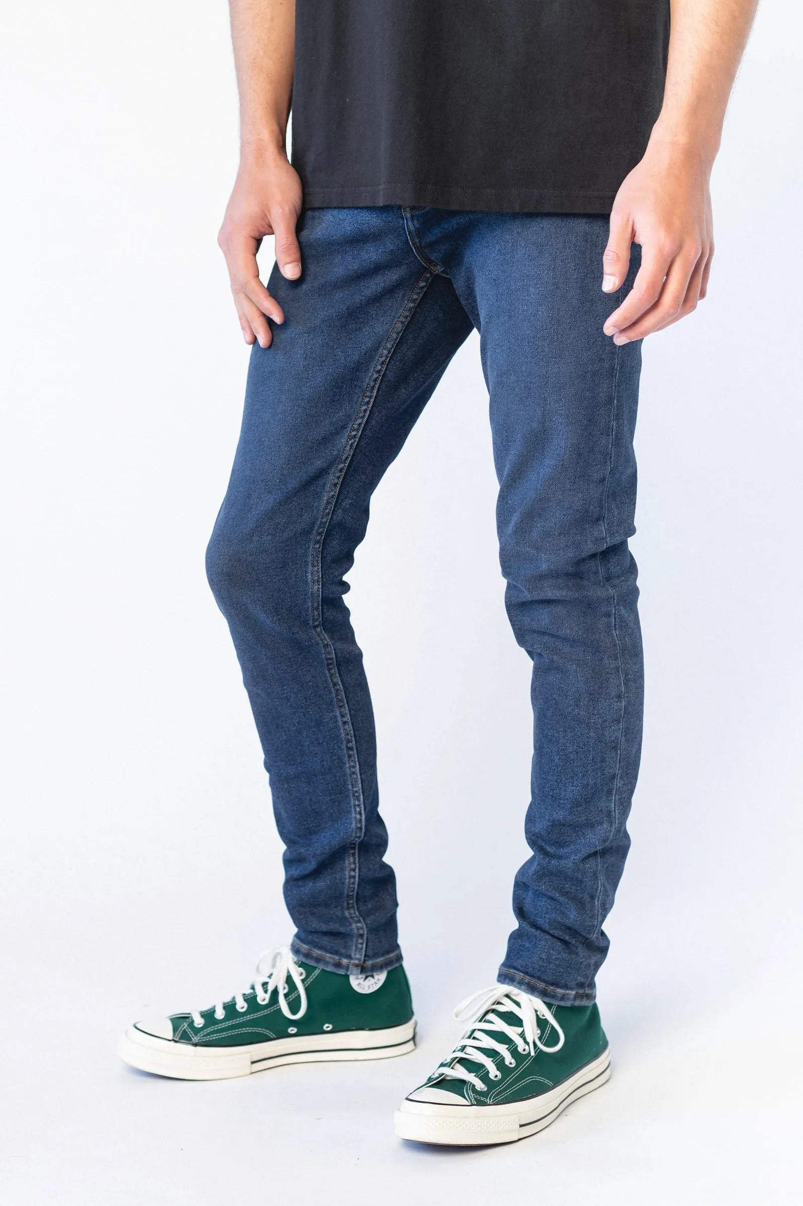 Chase Skinny Jeans - Moat Plain Dark Blue