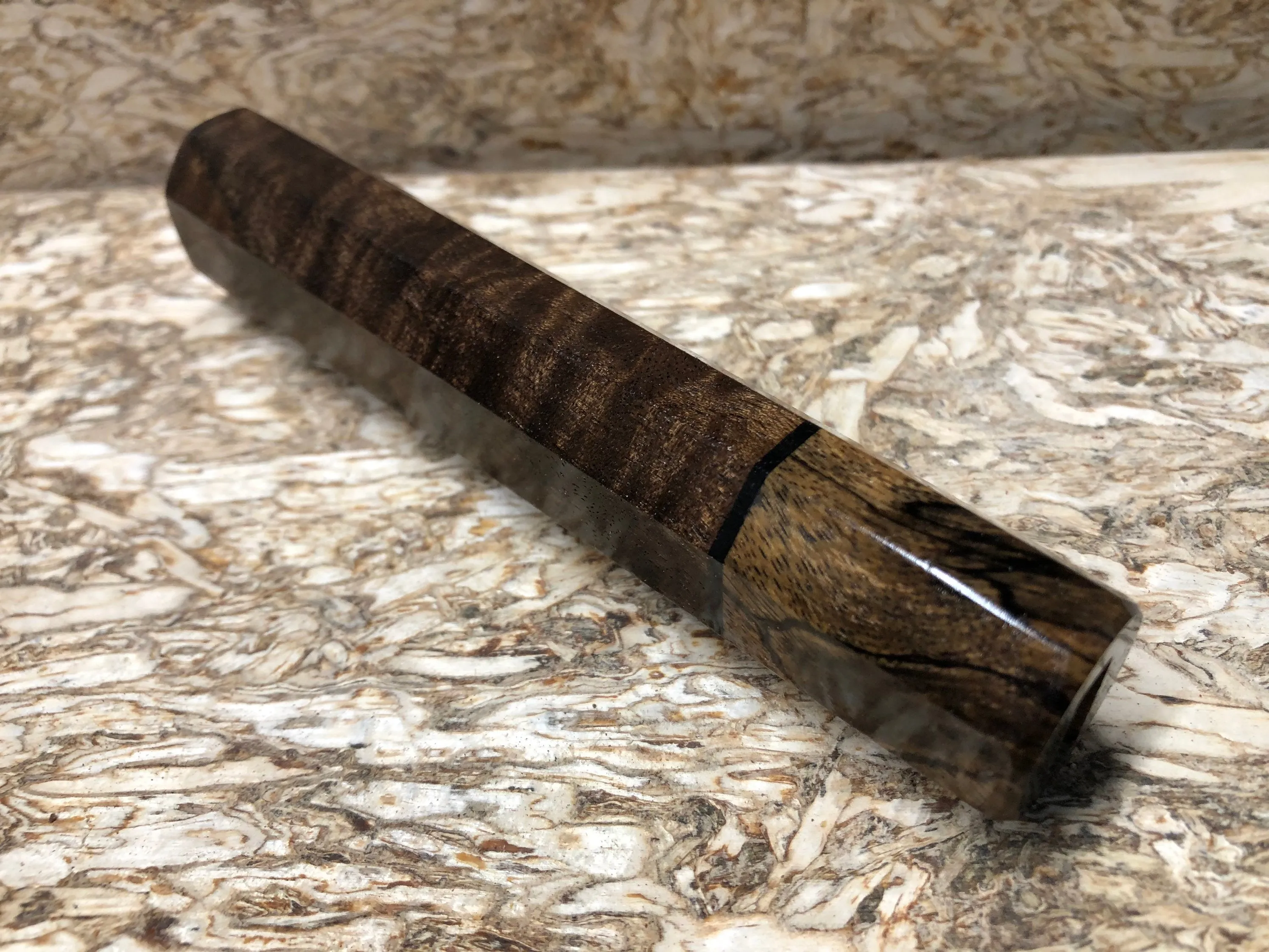 Custom Japanese Knife handle (wa handle) - Claro Walnut and Spalted Tamarind