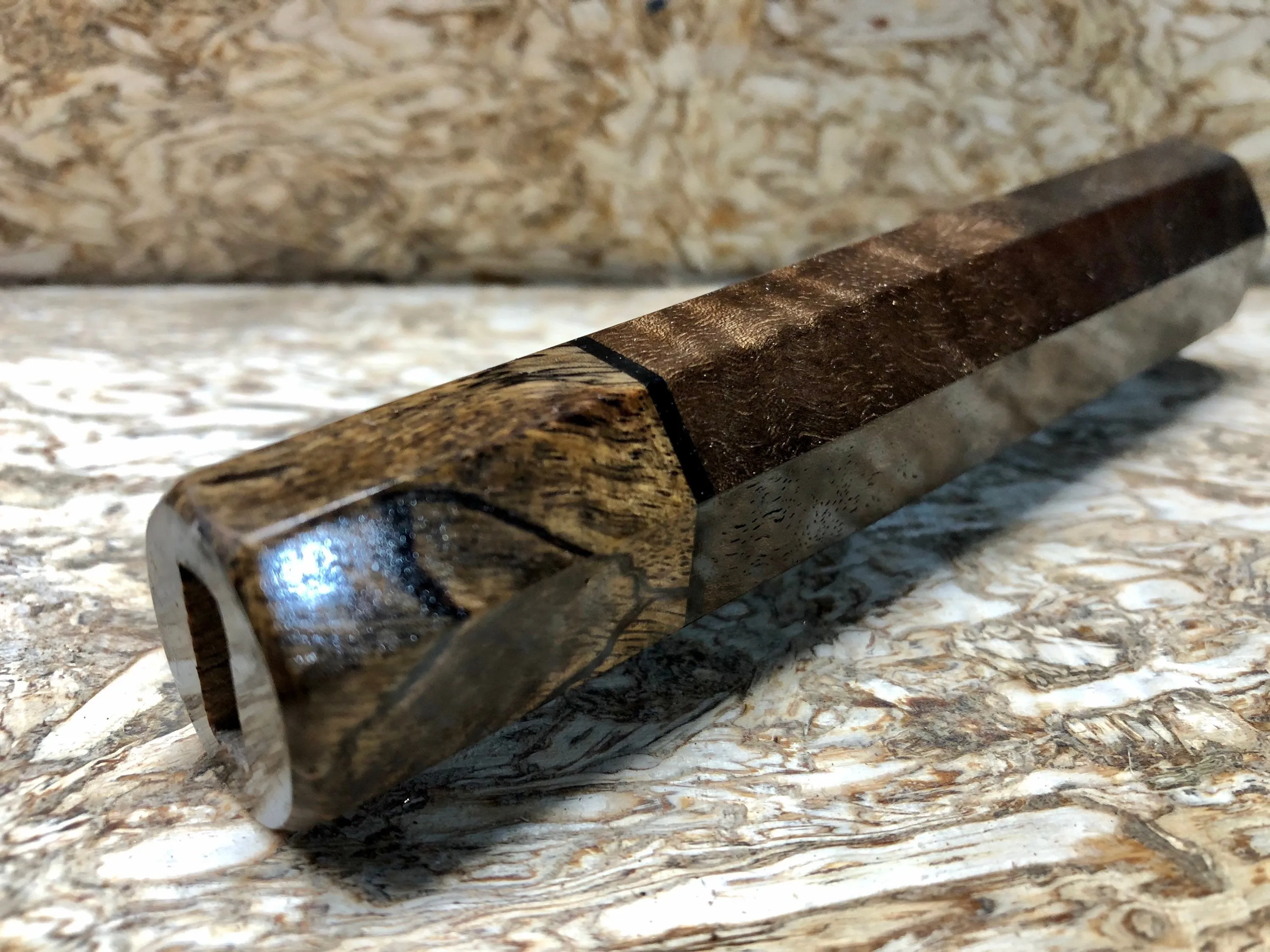 Custom Japanese Knife handle (wa handle) - Claro Walnut and Spalted Tamarind