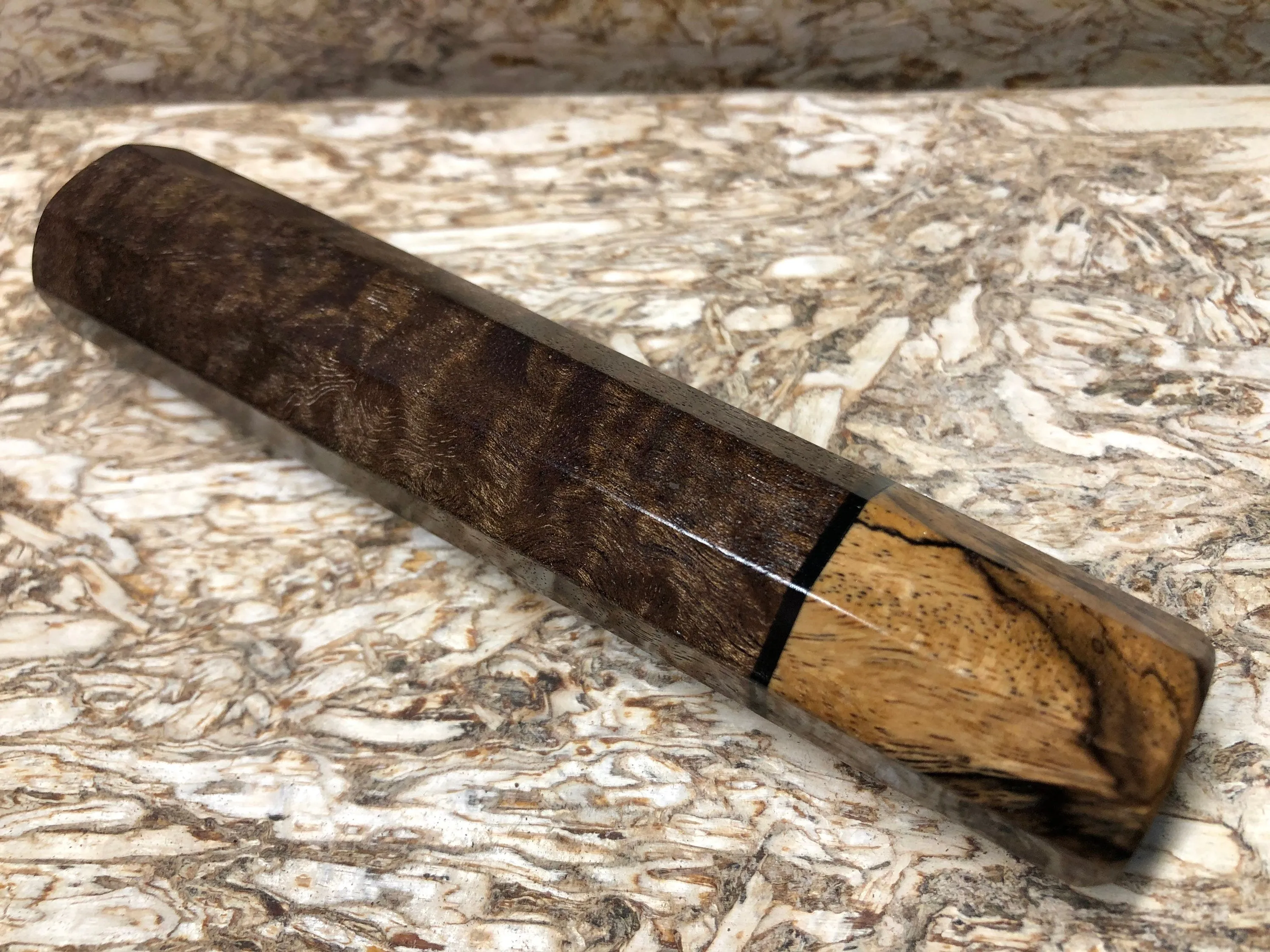 Custom Japanese Knife handle (wa handle) - Claro Walnut and Spalted Tamarind