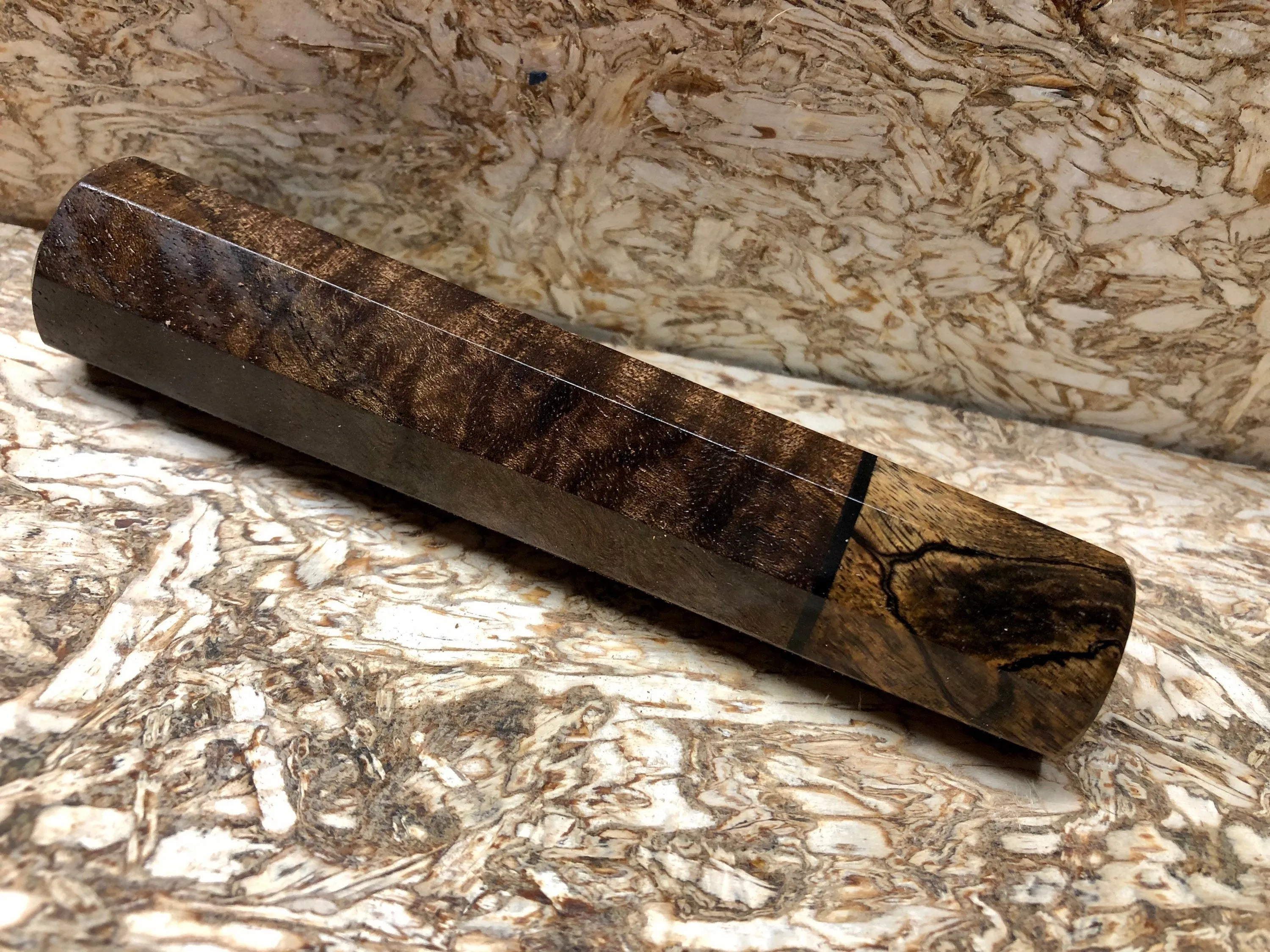 Custom Japanese Knife handle (wa handle) - Claro Walnut and Spalted Tamarind