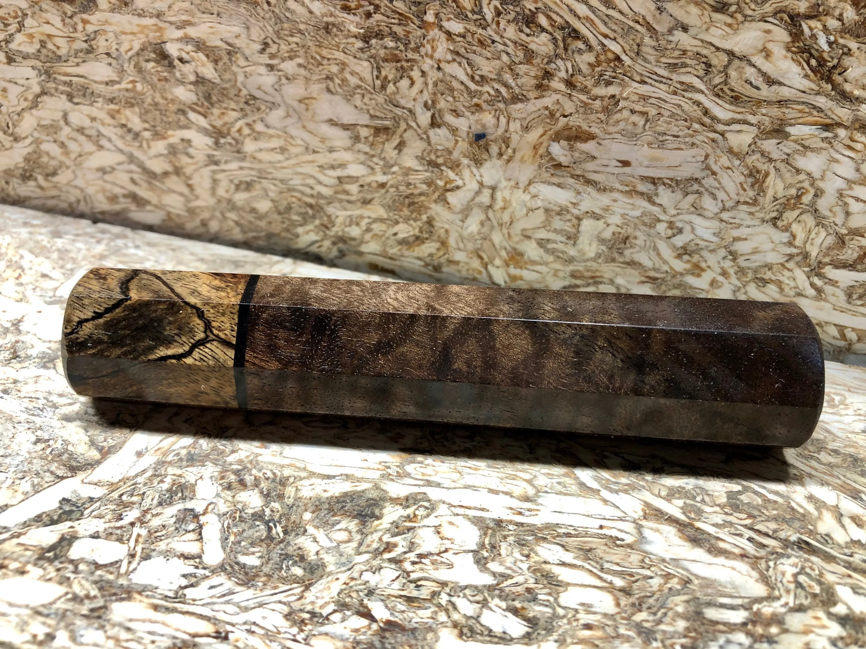 Custom Japanese Knife handle (wa handle) - Claro Walnut and Spalted Tamarind