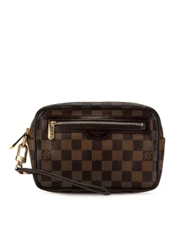 Damier Canvas Pochette with Multiple Pockets and Zip Closures