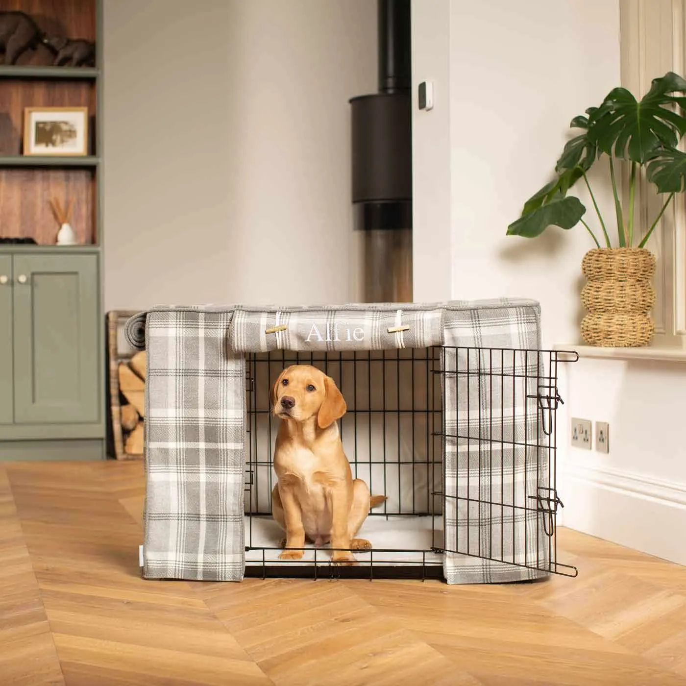 Dog Crate Cover in Balmoral Dove Grey Tweed by Lords & Labradors