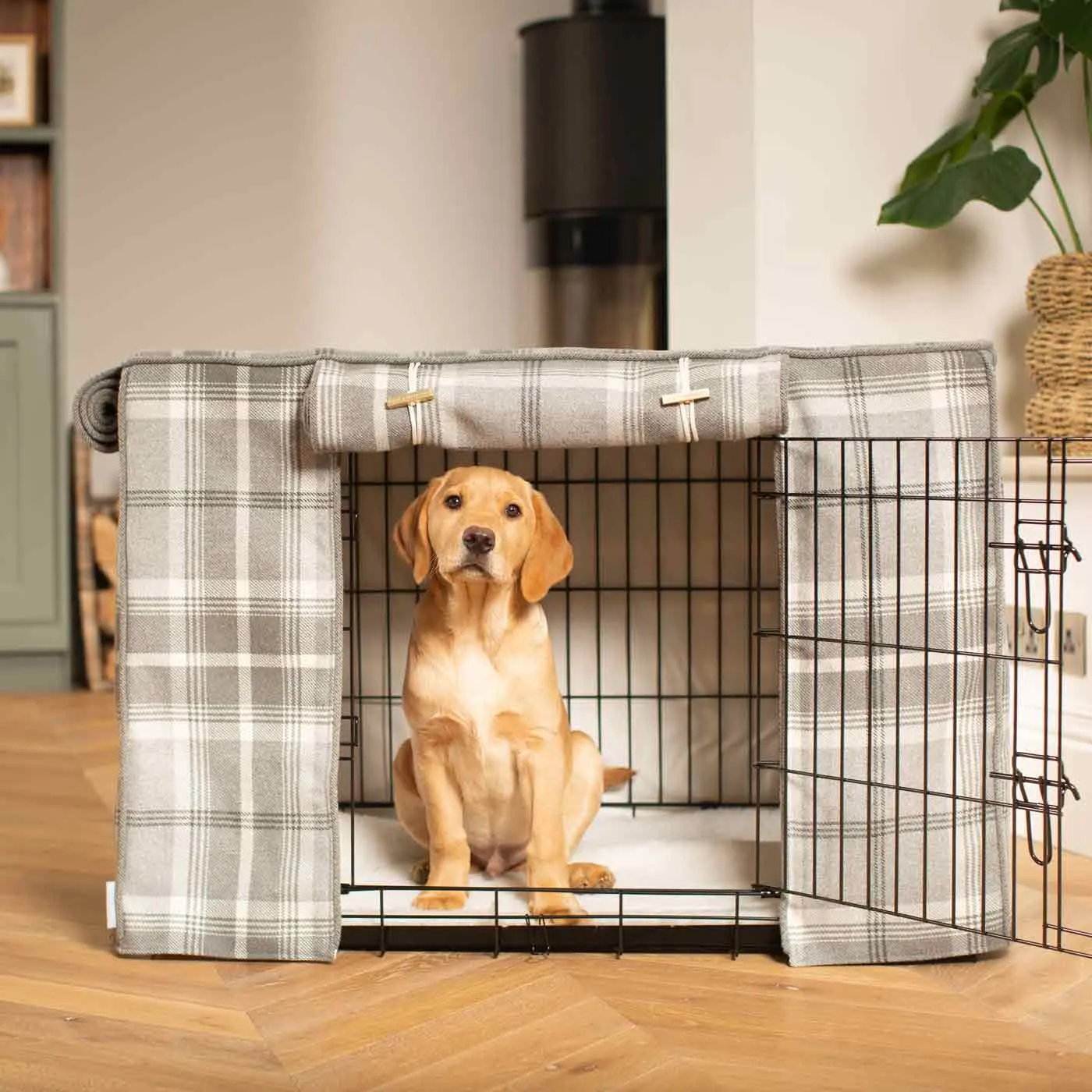 Dog Crate Cover in Balmoral Dove Grey Tweed by Lords & Labradors