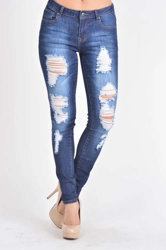 Faded Destroyed Skinny Fit Jeans