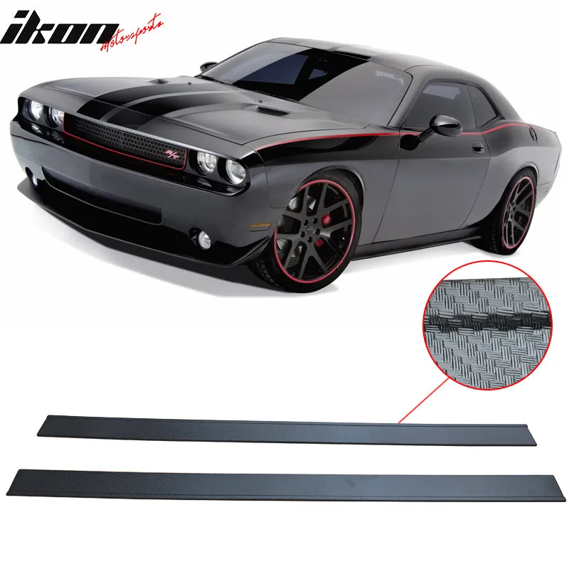 Fits 14 Dodge Challenger Carbon Texture Side Skirts Bottom Line Lip