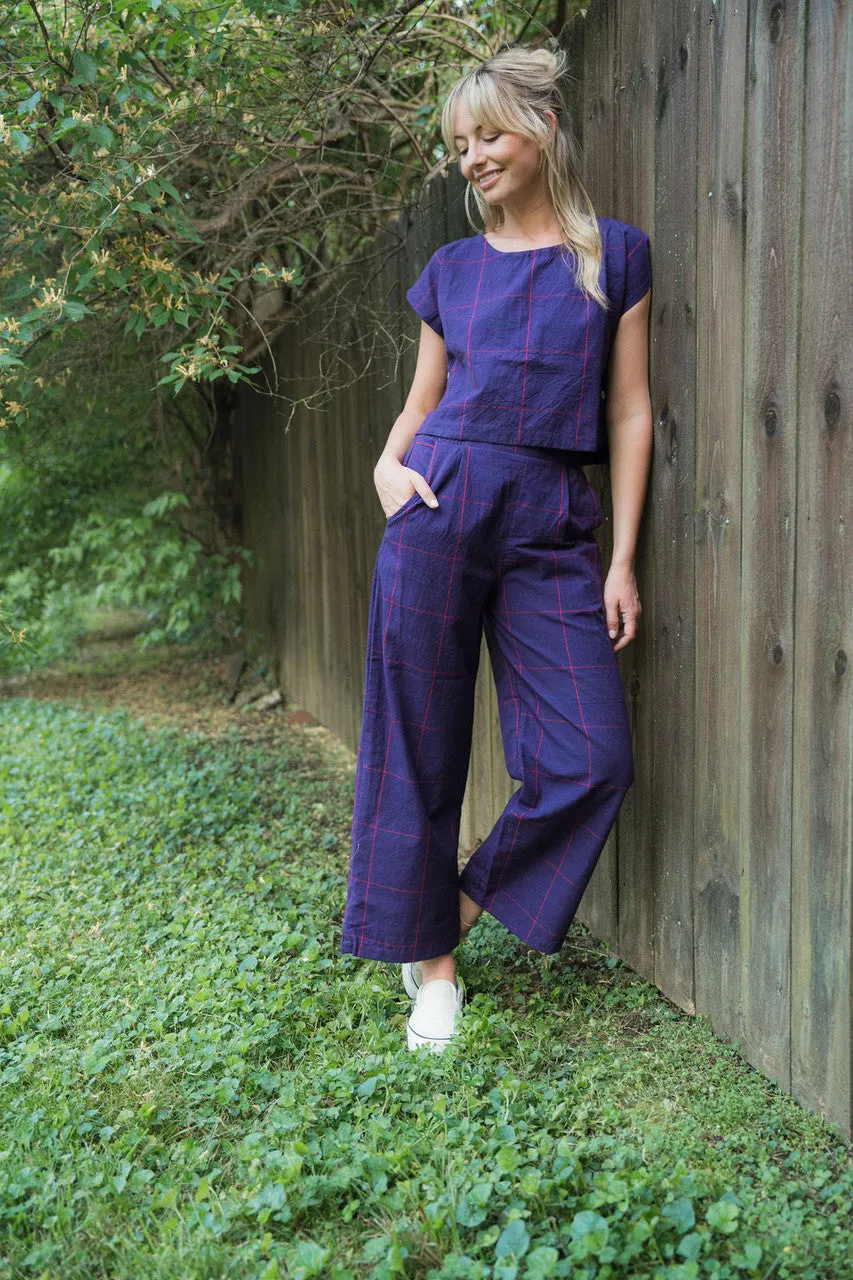 Katie Handwoven Cotton Set in Plum Set - XS Set, M and L Shirt