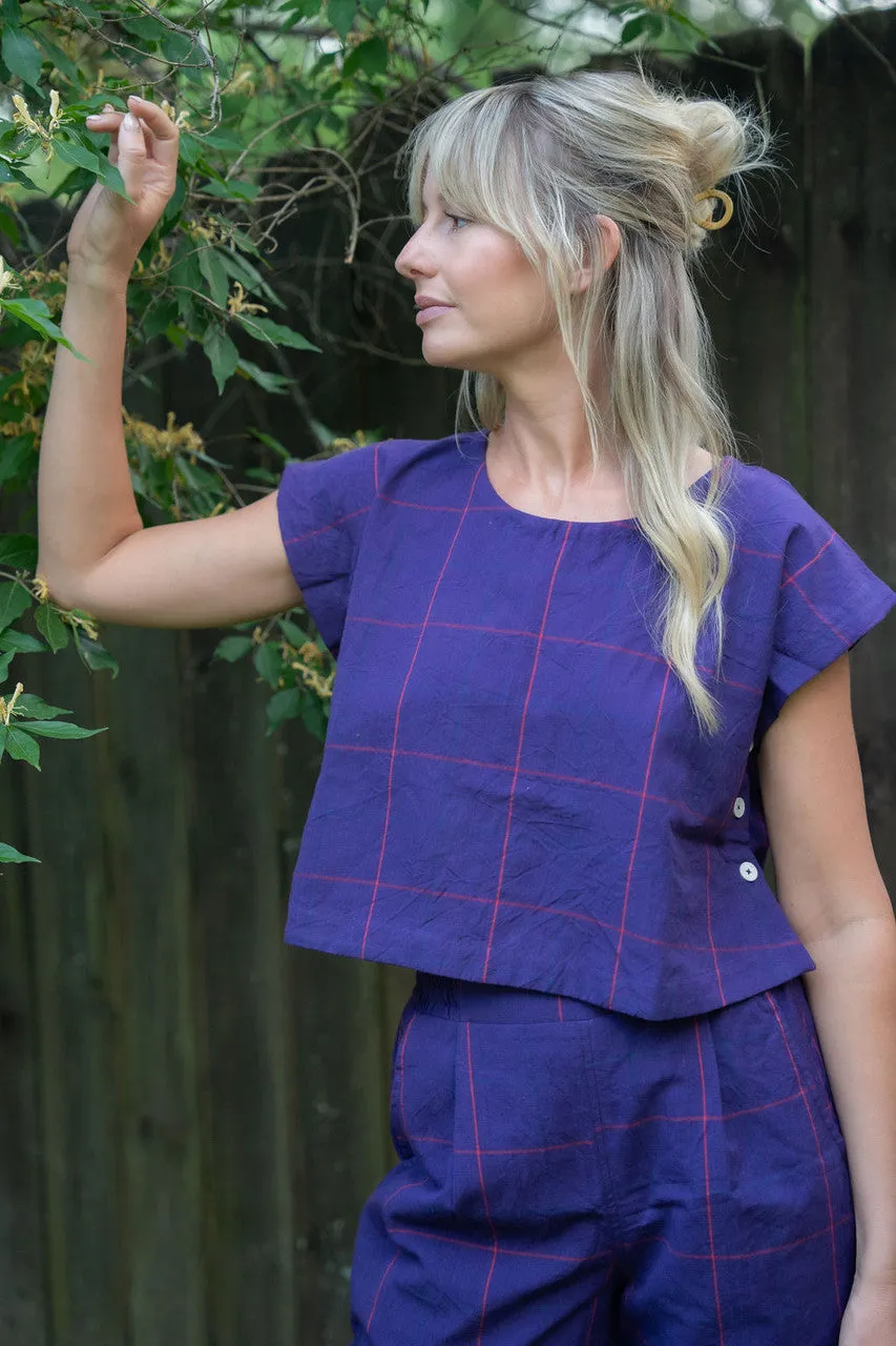 Katie Handwoven Cotton Set in Plum Set - XS Set, M and L Shirt