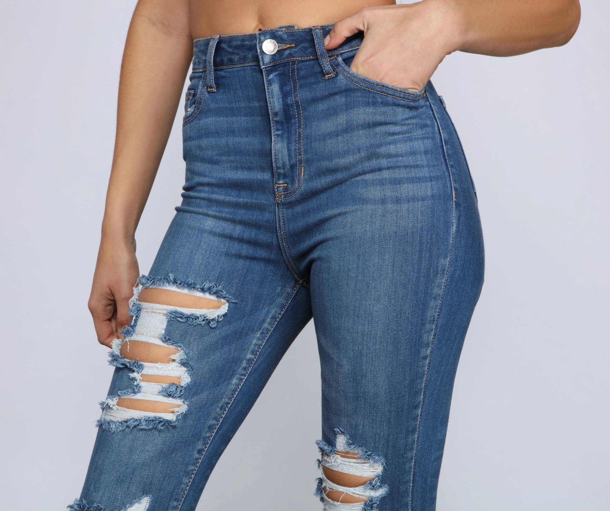 KittenAlarm - Classic High Rise Super Skinny Destructed Jeans