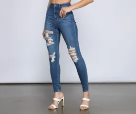 KittenAlarm - Classic High Rise Super Skinny Destructed Jeans