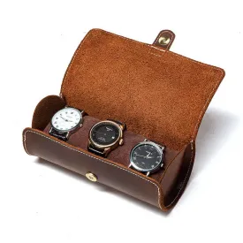 Luxury 3 Watch Case Made of Genuine Cowhide Leather