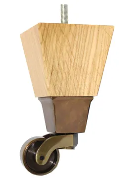 Mae Square Solid Oak Wooden Furniture Legs with Large Castors