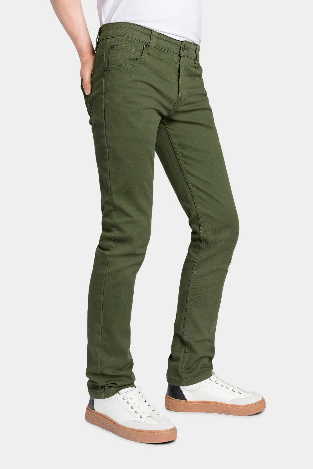 Men's Essential Skinny Fit Colored Jeans (Olive)