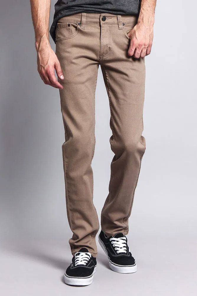 Men's Essential Skinny Fit Colored Jeans (Taupe)