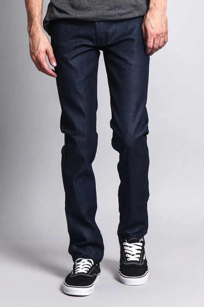 Men's Skinny Fit Raw Denim Jeans (Indigo)