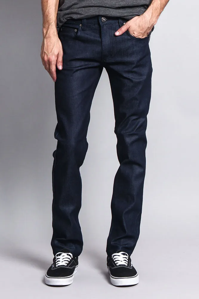 Men's Skinny Fit Raw Denim Jeans (Indigo)