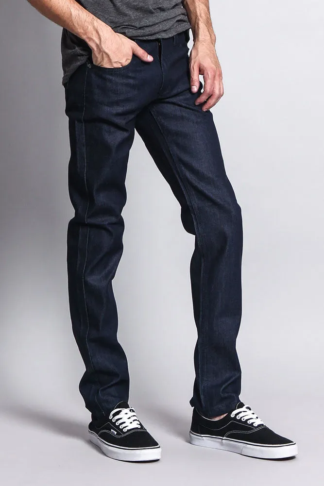 Men's Skinny Fit Raw Denim Jeans (Indigo)