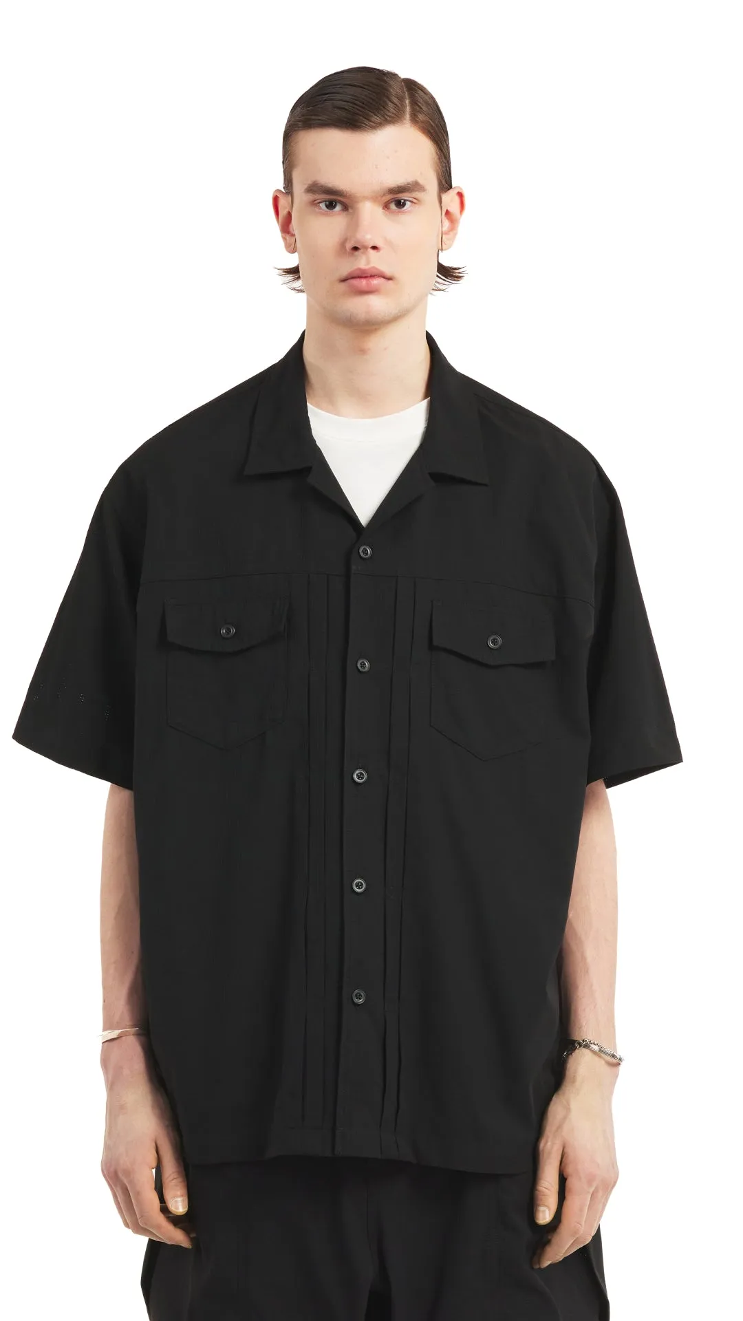 Mesh Open Collar Worker Shirt