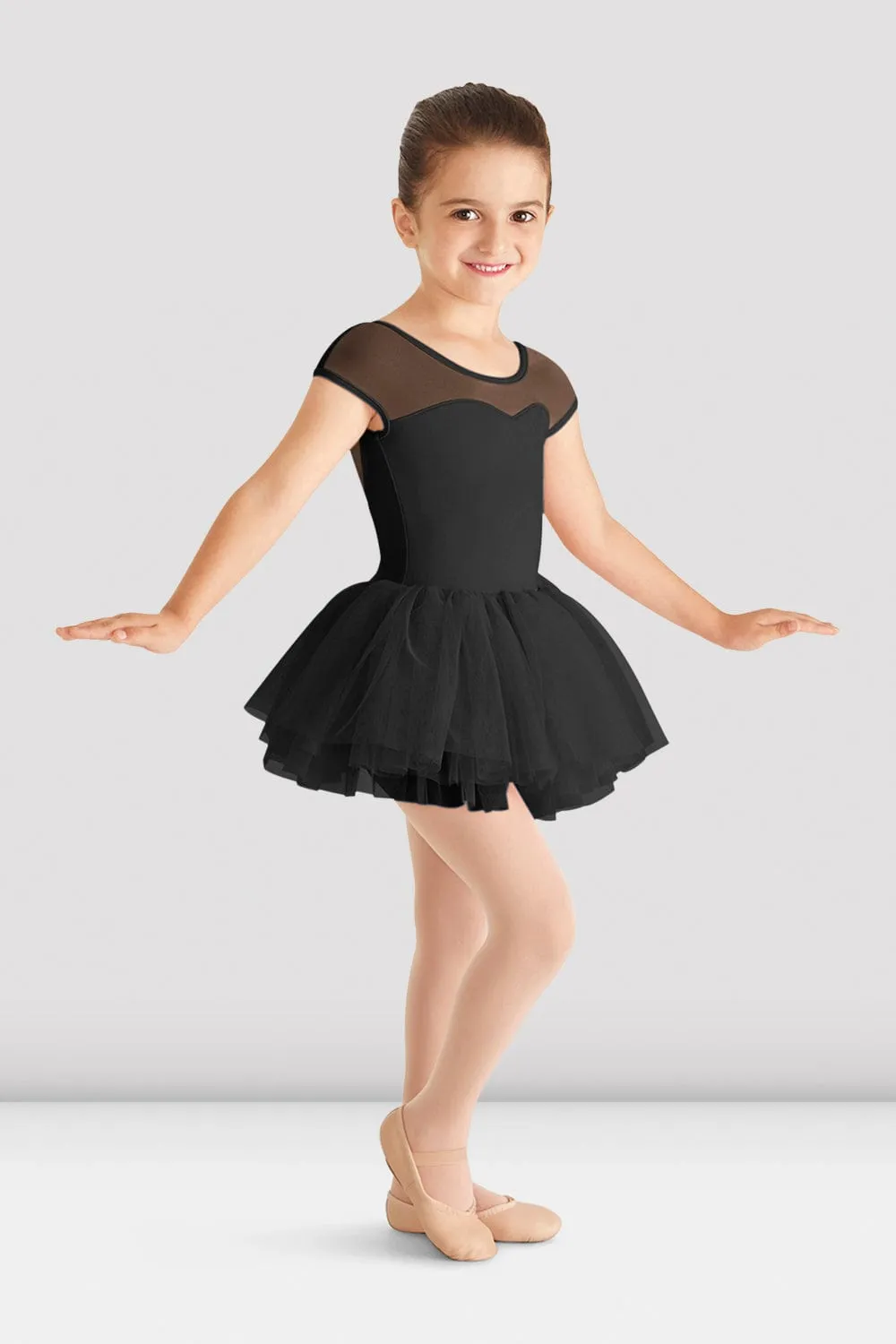 Mirella M1522C Mesh Cap Sleeve Tutu Leotard (Child)