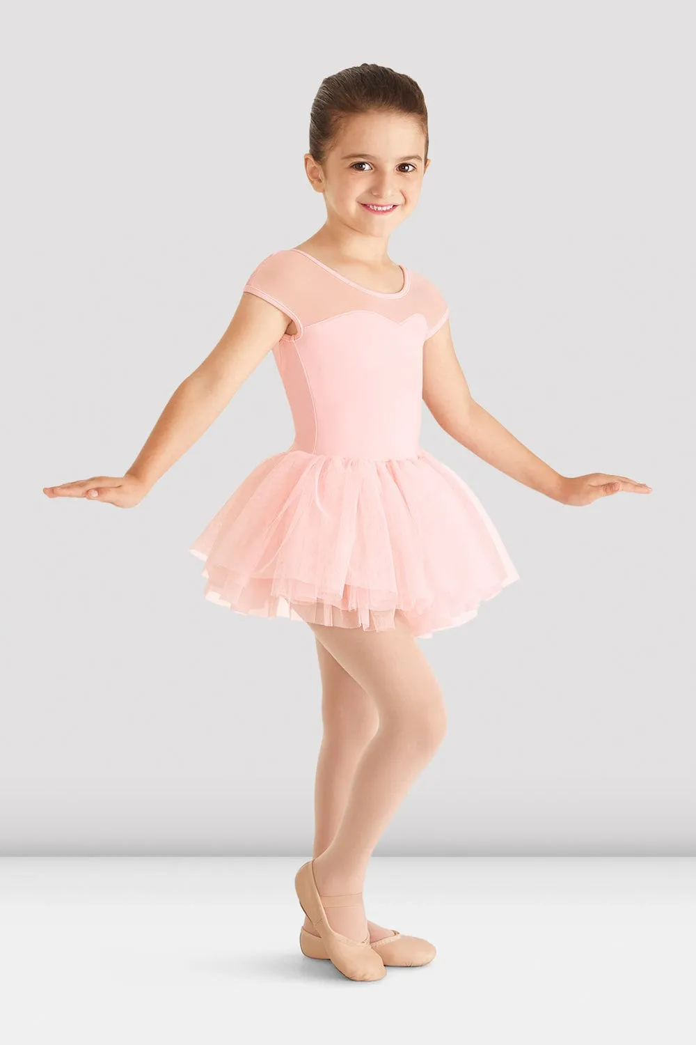 Mirella M1522C Mesh Cap Sleeve Tutu Leotard (Child)