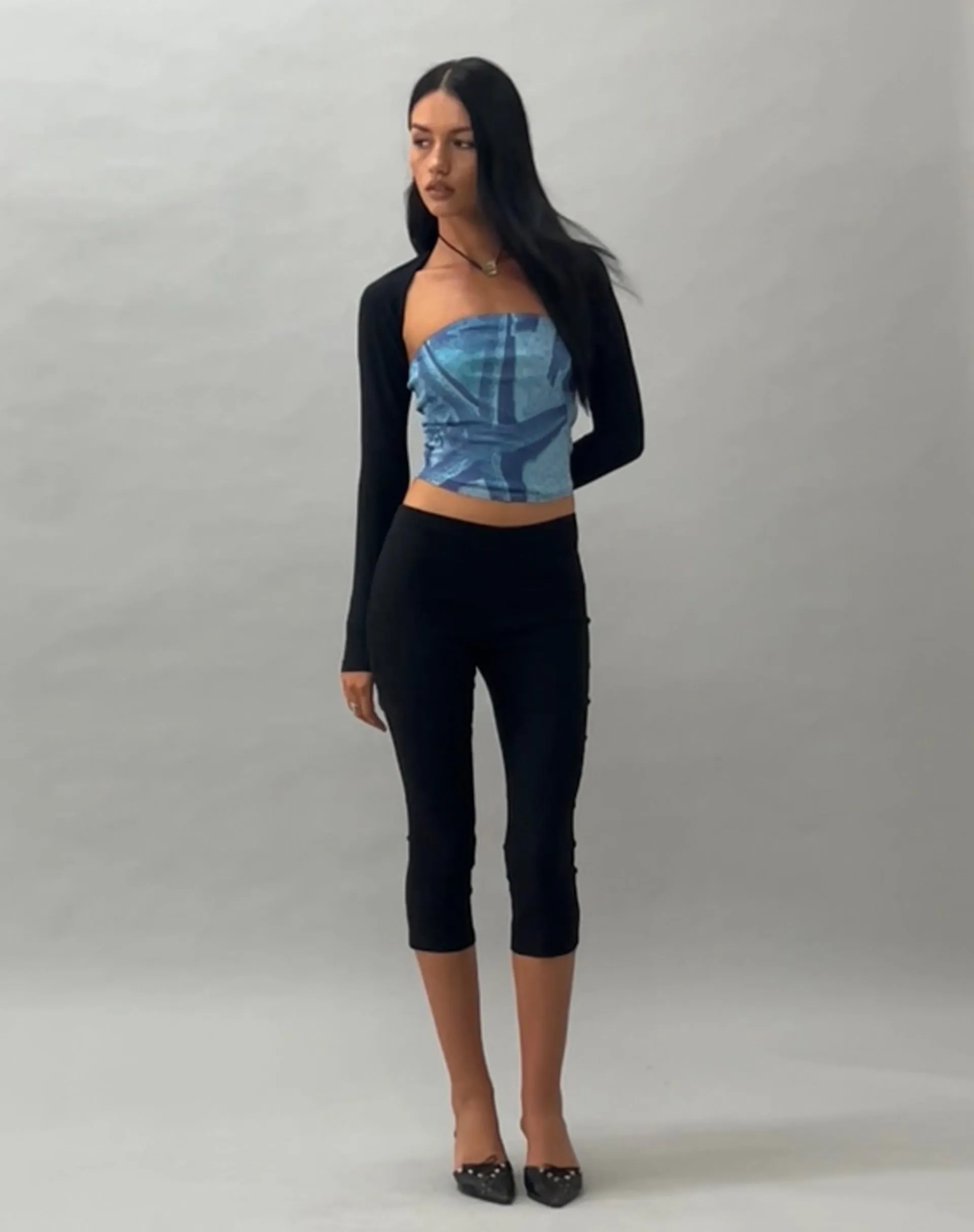 Peggy Mesh Bandeau Top in Blue Starfish Photoprint