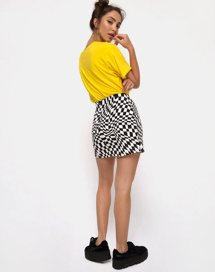 Pelmo Mini Skirt in Square Flag Black and White