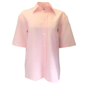 Plan C Pink Short Sleeved Button-down Blouse