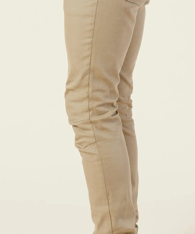 PLEATED KNEE SKINNY-FIT JEANS