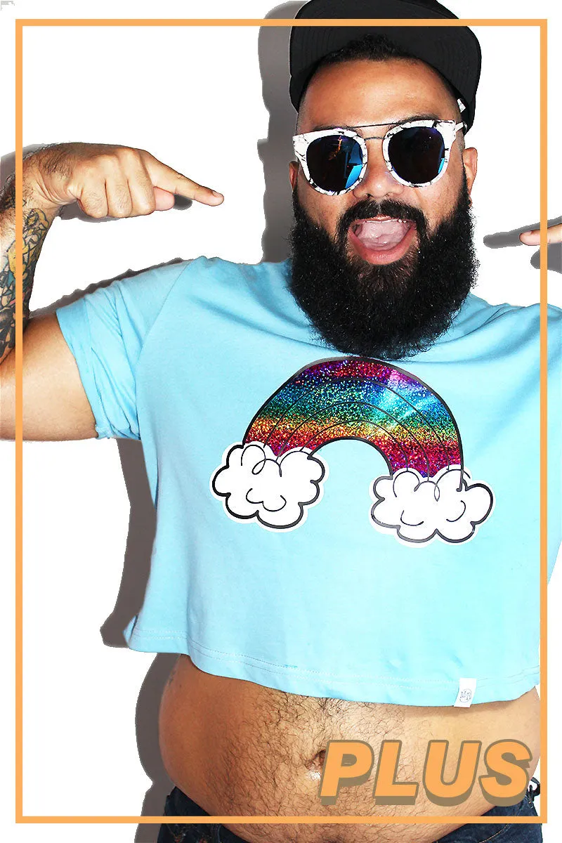 PLUS: Over the Rainbow Crop Tee- Sky Blue