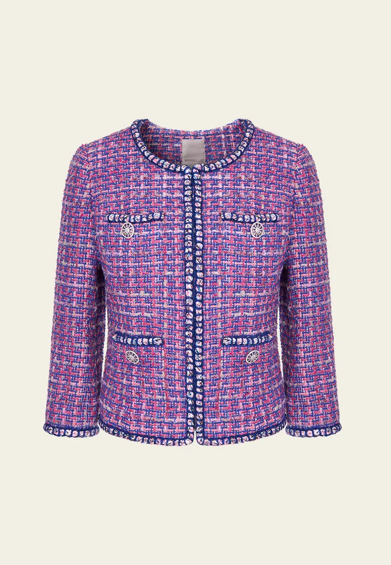 Primary Color Illusion Chunky Woven Tweed Jacket