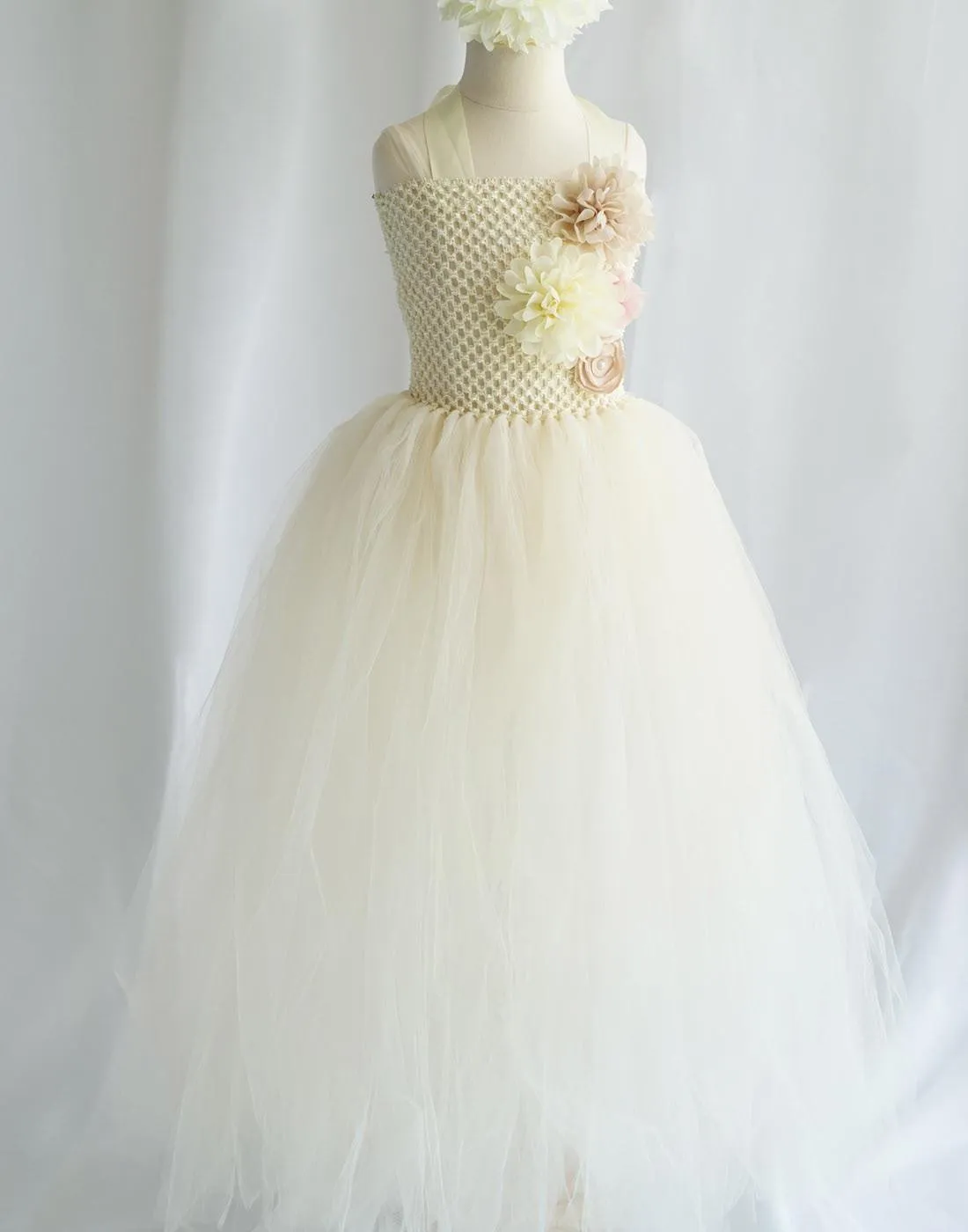 Ravishing Ivory Tulle Flower Girl Dress - Ivory