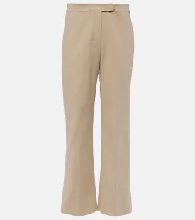 'S Max Mara' cotton blend conico flared trousers, beige