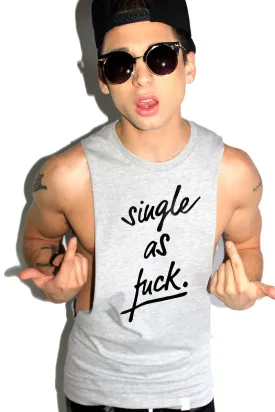 Single As Fuck Low Arm Tank- Grey