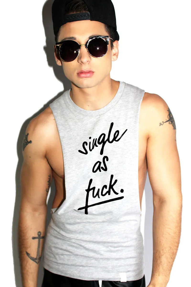 Single As Fuck Low Arm Tank- Grey