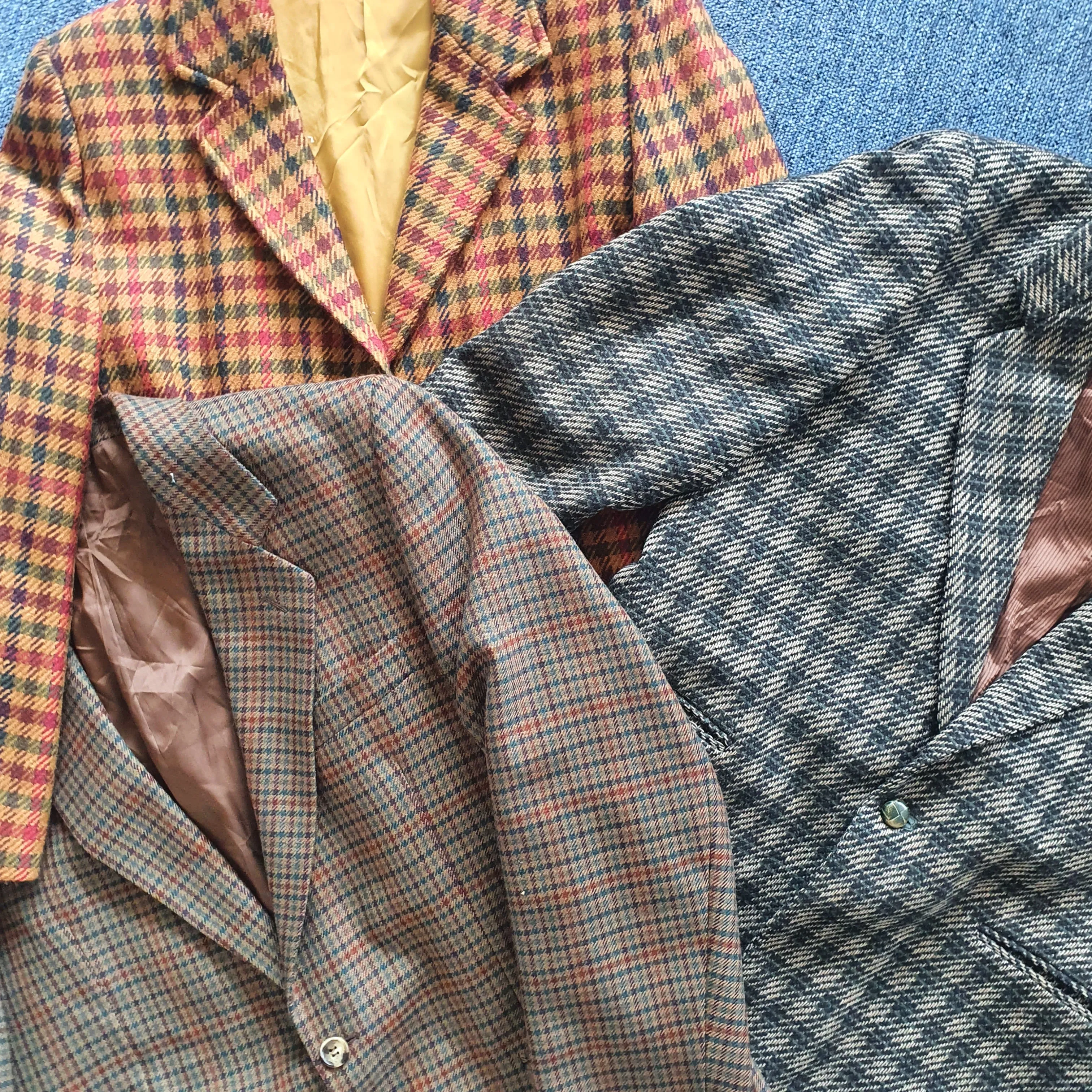 Vintage tweed blazers, mixed era mens and womens- 5kg