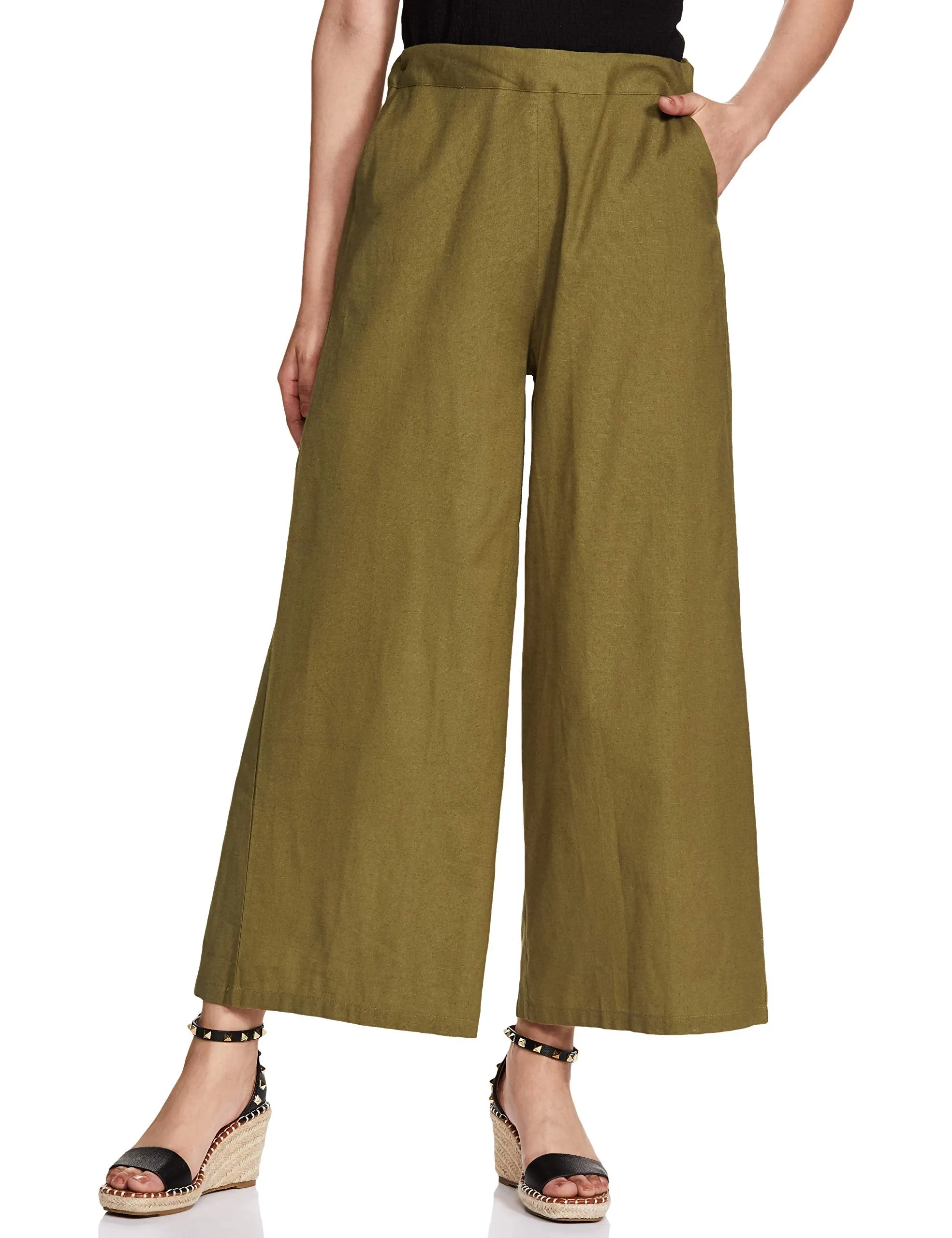 W for Woman Women's Flared Pants (19FEW60234-210719_Green_14)