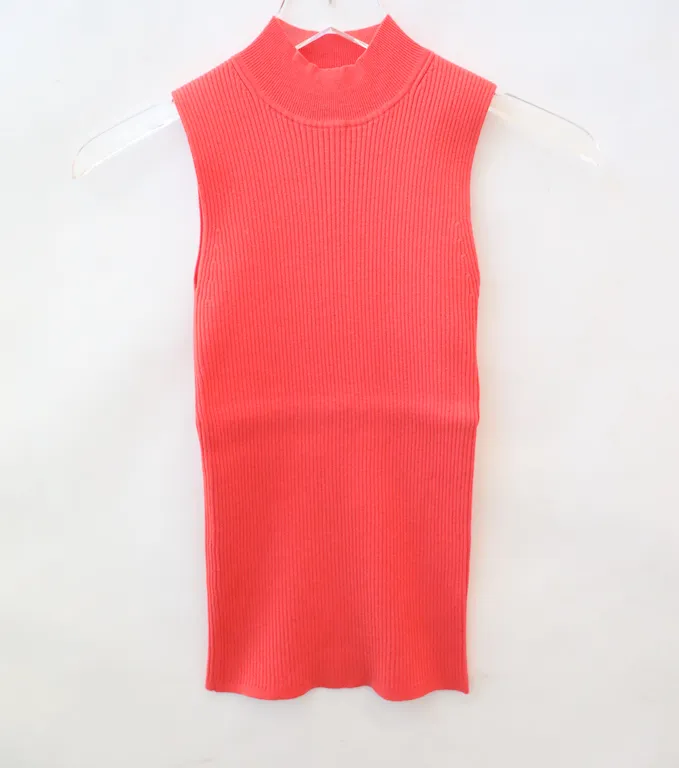 White   Warren - Essential Ribbed Mockneck Tank in Watermelon Pink