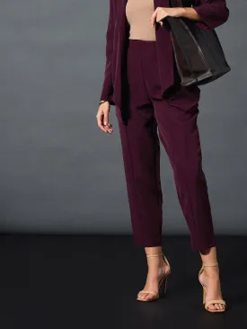 Women Maroon Front Darted Balloon Fit Pants