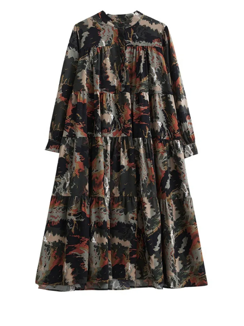 Women's Easy-to-Wear Printed Mid-Length A-Line Dress