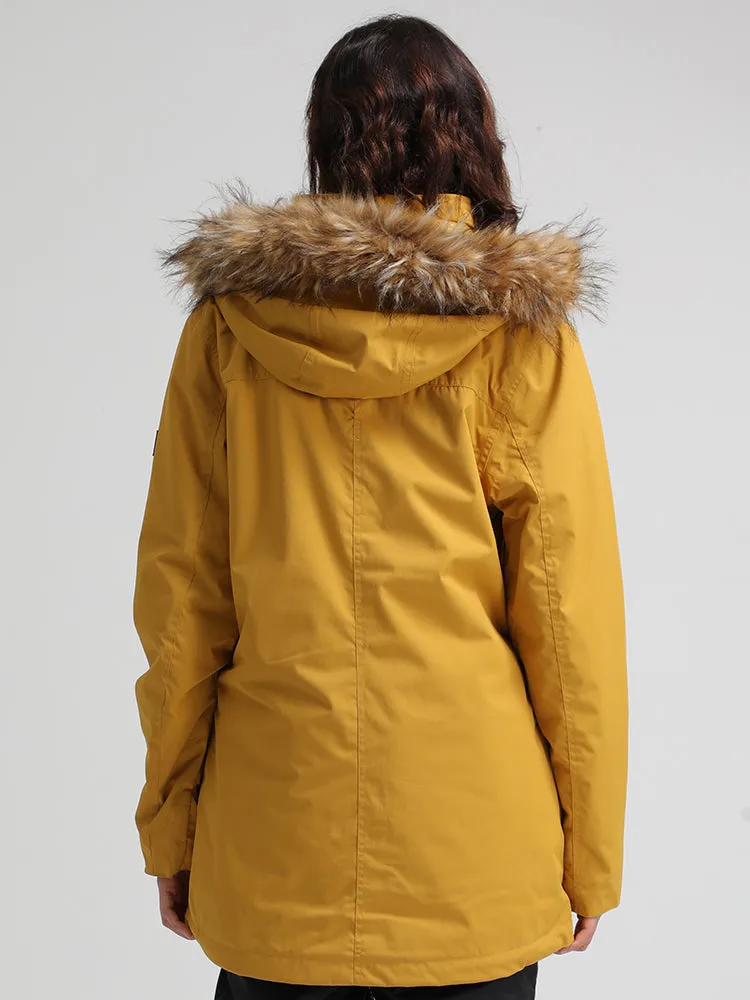 Women's Yellow Warm Waterproof And Windproof Snowboard Jackets