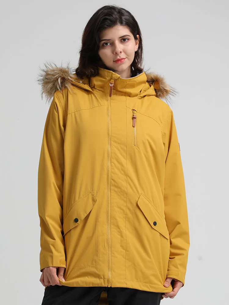 Women's Yellow Warm Waterproof And Windproof Snowboard Jackets