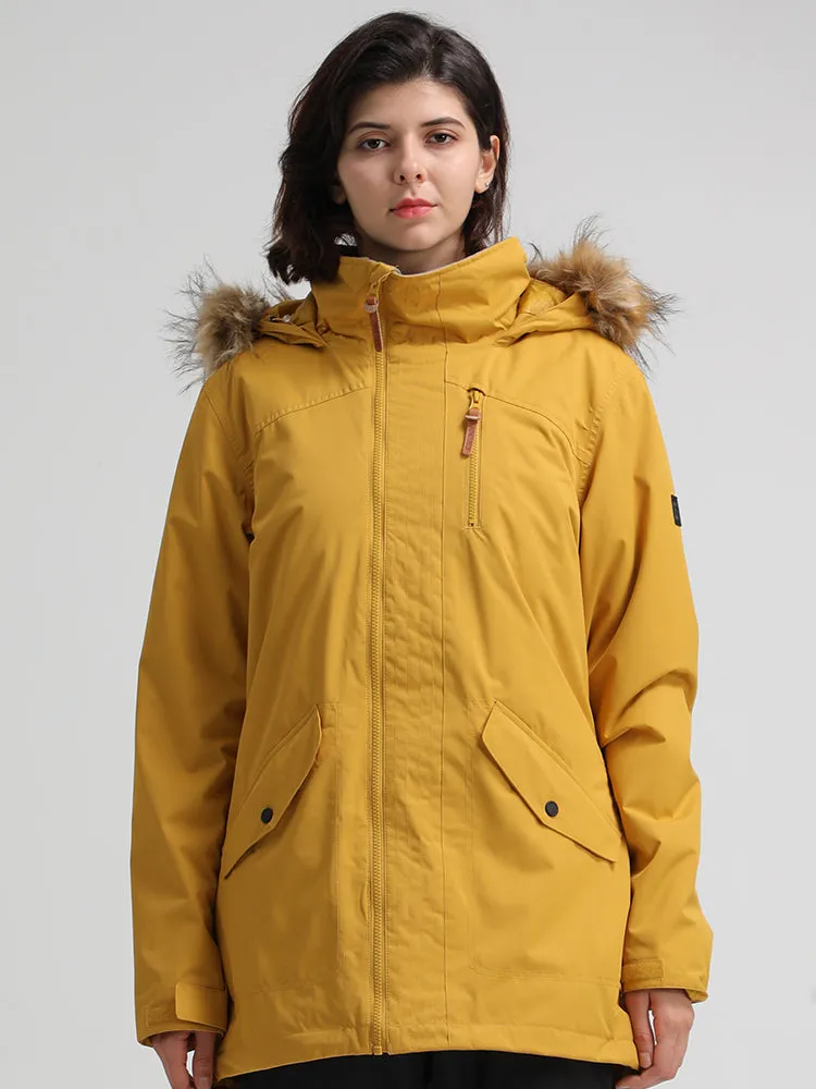 Women's Yellow Warm Waterproof And Windproof Snowboard Jackets